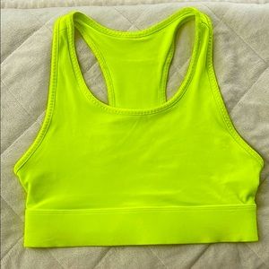 Neon green fabletics sports bra size small